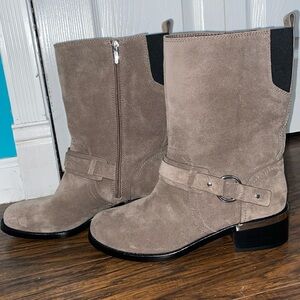 Vince Camuto Leather Buckle Mid Calf Boots, size 9 1/2